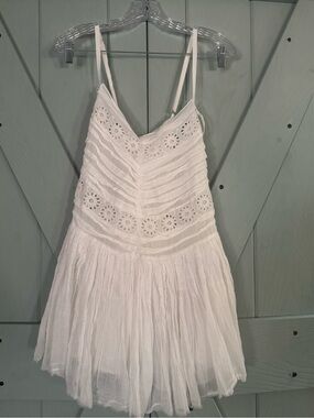 Free People White Eyelet Spaghetti Strap Sundress